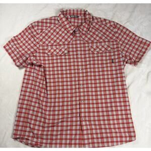 Stio Mens XXL Plaid Short Sleeve Snap Button Western Hiking Outdoor Shirt